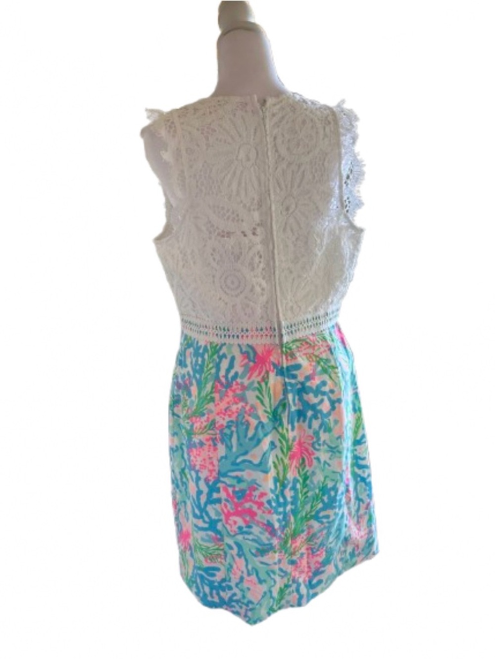 NWT Lilly Pulitzer Sharice Stretch Shift Dress Coral Bay Lace Size 10 - Picture 3 of 4